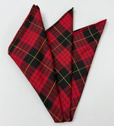 Macqueen Tartan Silk Pocket Square TAP-12  Red, Black & Yellow